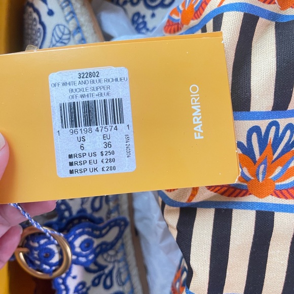 Farm Rio Blue Richelieu Ballerina Flats BNWT Sz 36/6 fits like a sz 5 - Picture 4 of 4